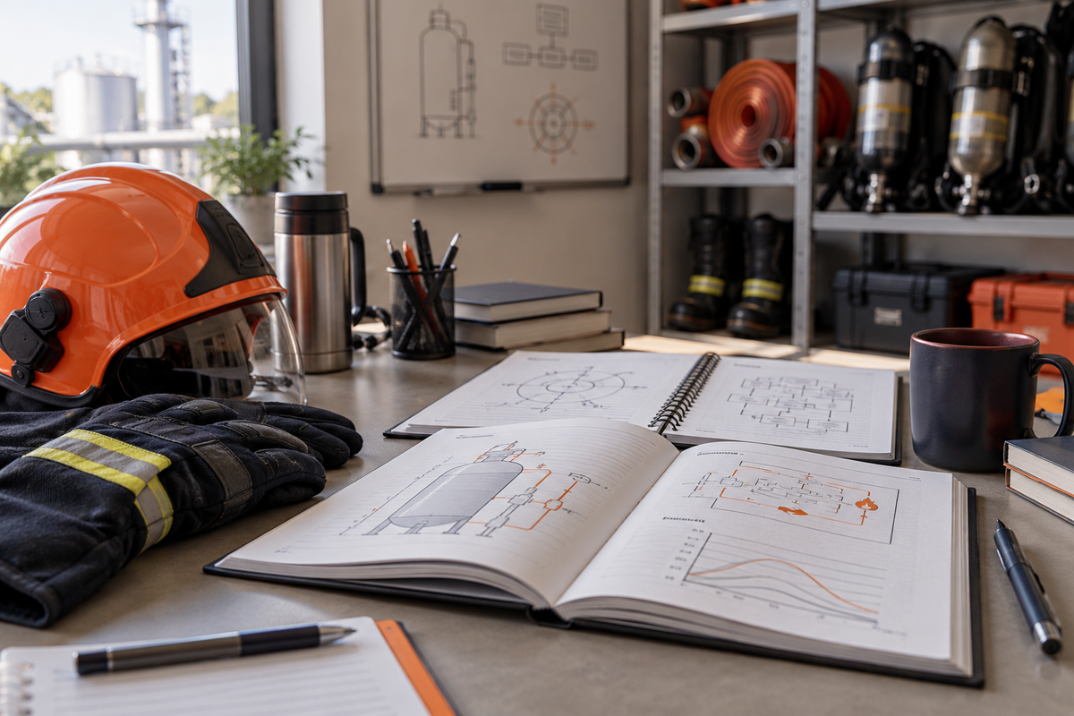 Mesa de estudio con materiales de emergencias; imagen ilustrativa