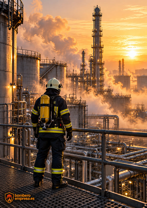 Donde hace falta estar | Póster digital de bombero industrial