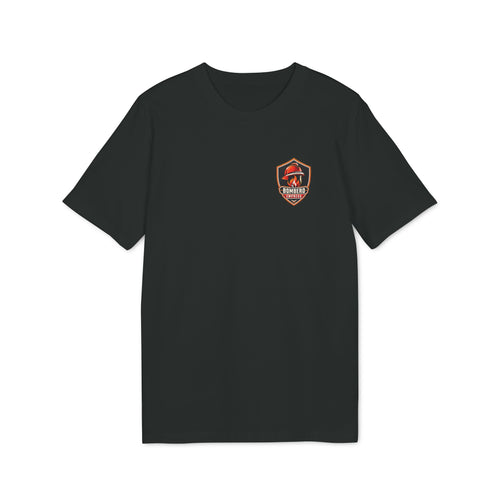 Parte delantera de camiseta negra para bomberos con escudo de Bombero Empresa en el pecho